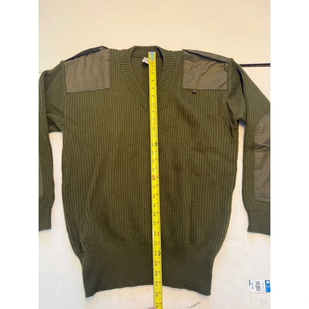 Sancino SRL Italian Army Military Commando Sweater V-Neck Wool Olive Drab Large